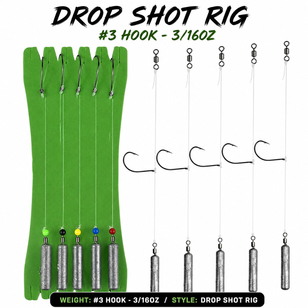 AGS Guide Series Pre-Tied Drop Shot Rigs – 5 Pack
