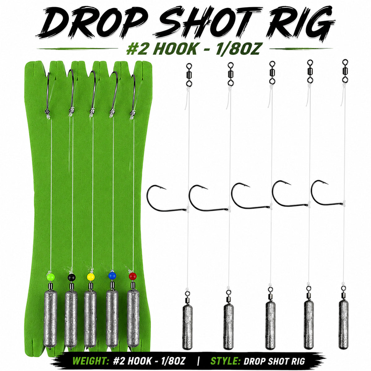 AGS Guide Series Pre-Tied Drop Shot Rigs – 5 Pack